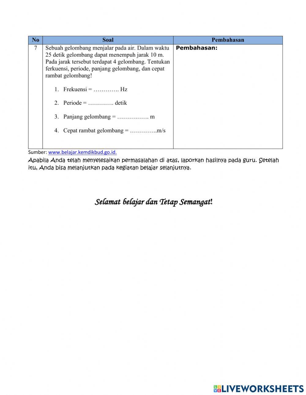 Lembar Kerja Peserta Didik Gelombang Mekani