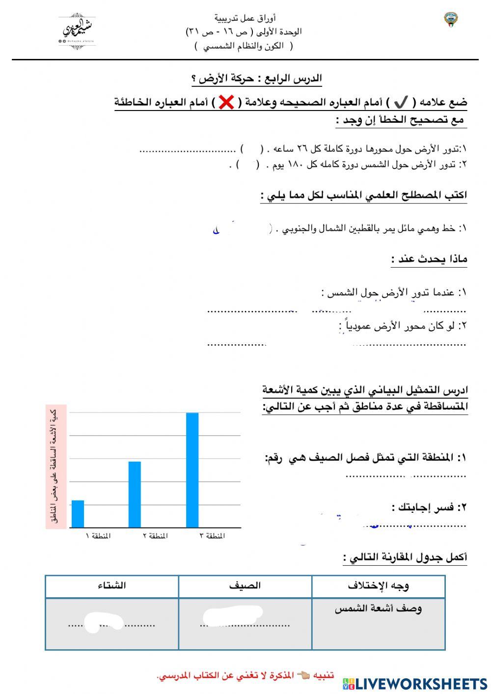 الفصل الثامن : الفلك للصف السادس الفصل الدراسي الثاني