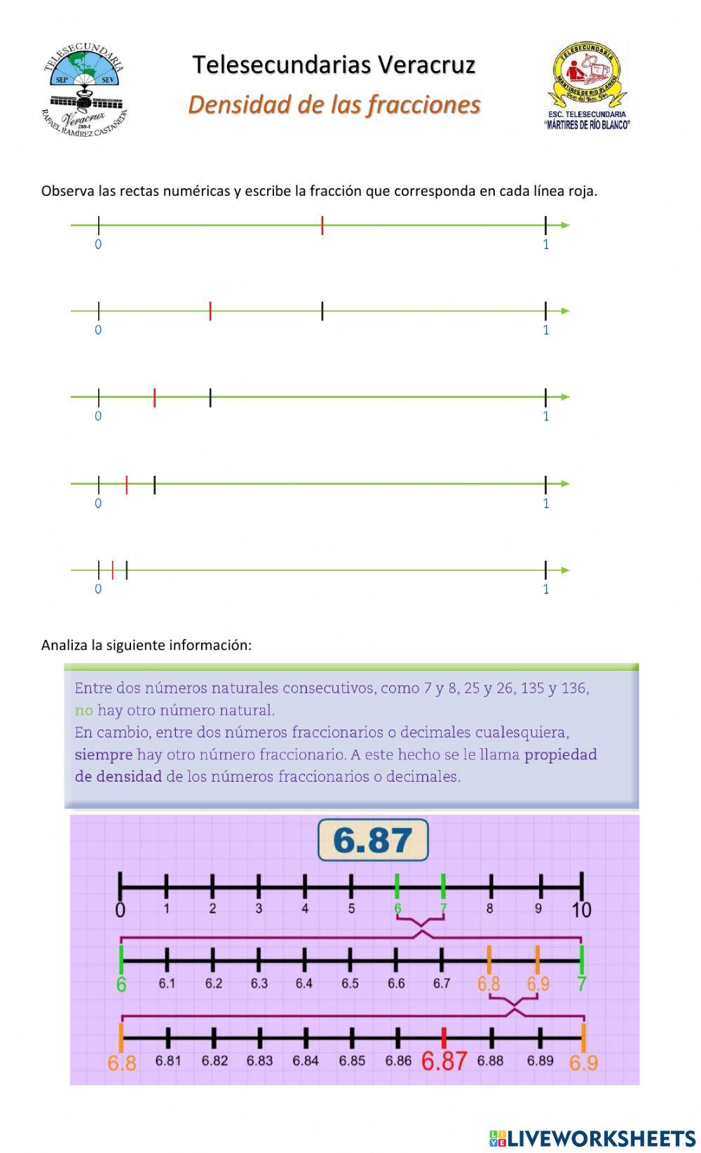 Densidad de la fracciones