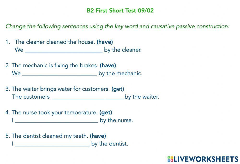 B2 First Short Test 09-02