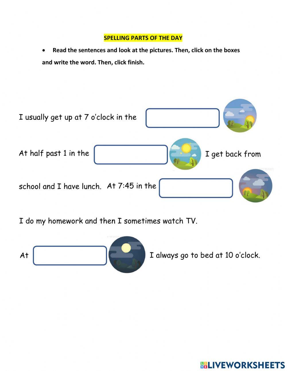 HS1 Spelling Parts of the Day