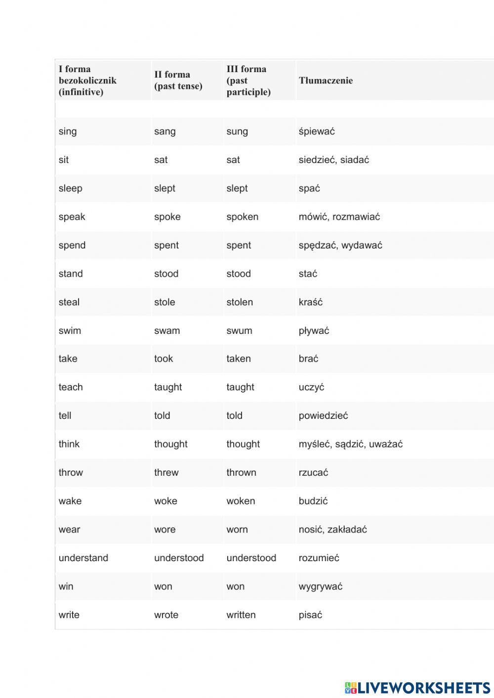 Irregular Verbs List A1 B2 Worksheet Live Worksheets 49 OFF amy-matthews-commute-with-the-foxes-the-bill-murray-comedy