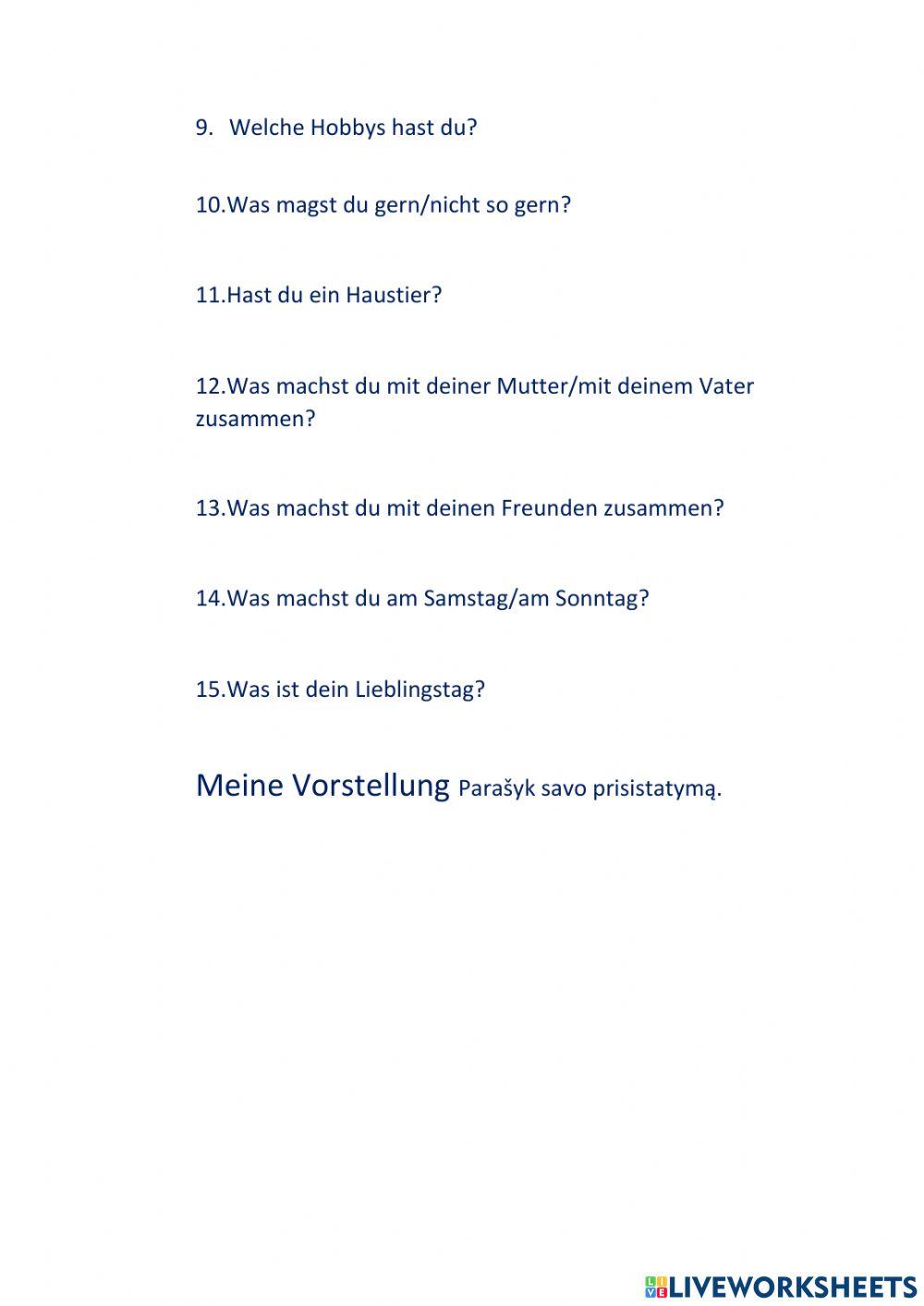 Vorstellung-Schreiben lernen