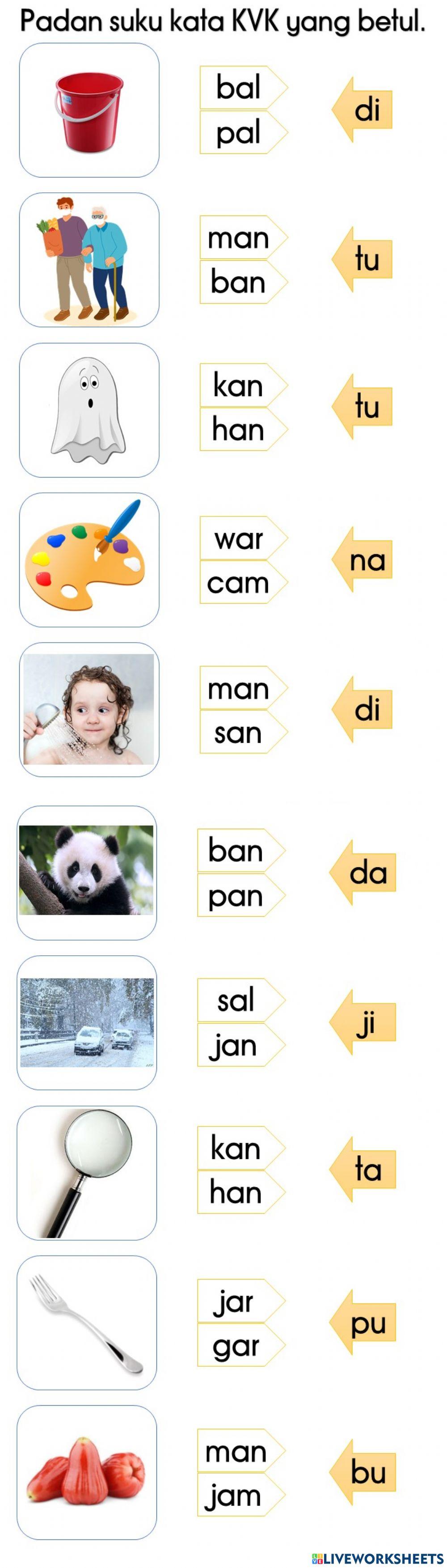 Padankan Suku Kata KVK