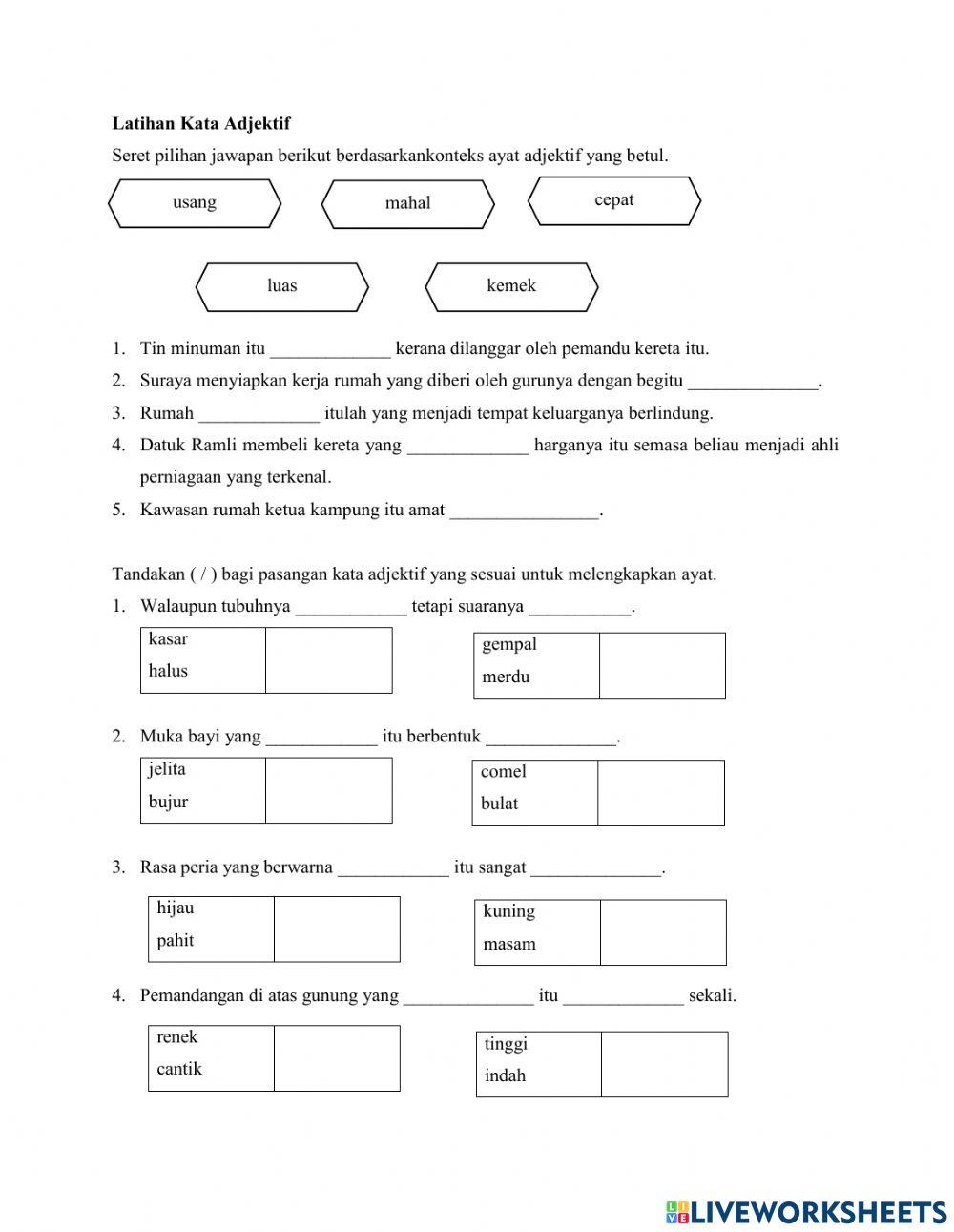 Latihan Kata Adjektif