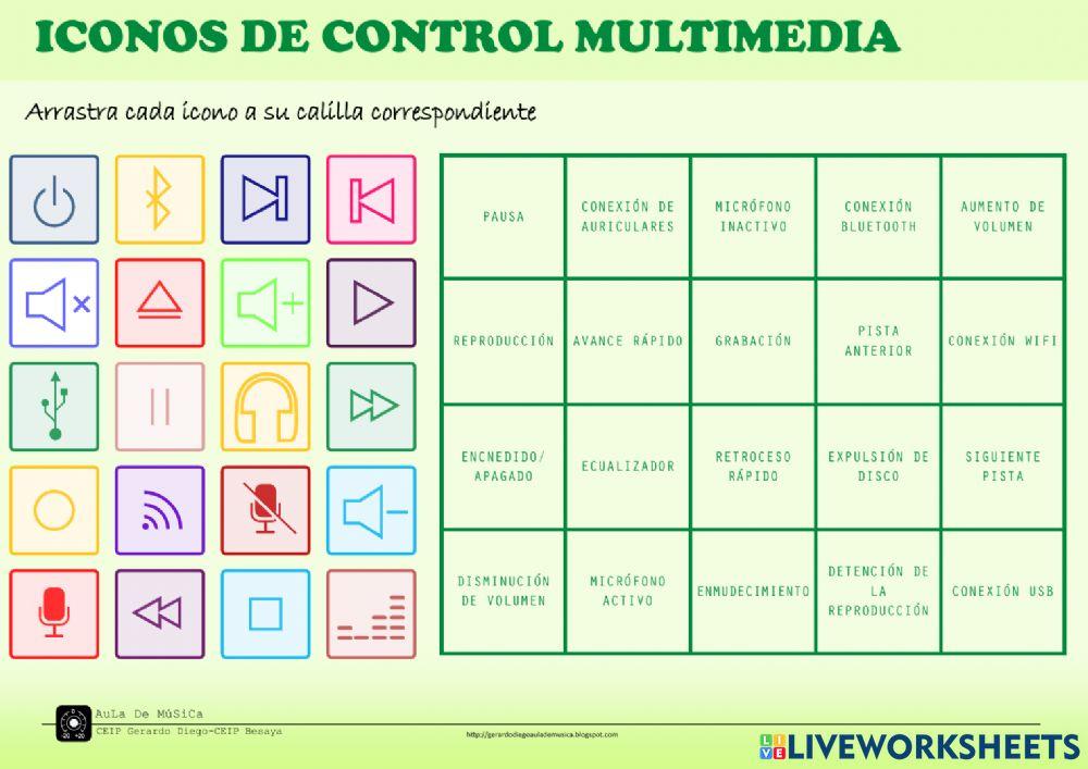 Iconos de control multimedia