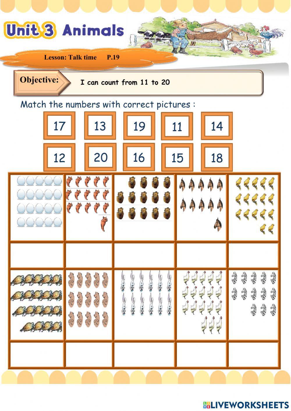 Food worksheet - count numbers