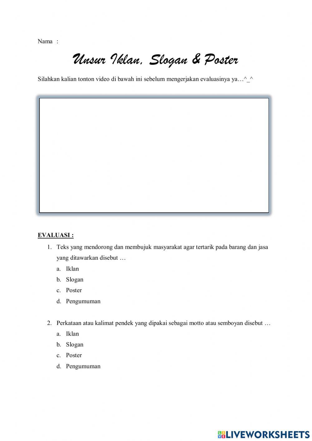 Unsur iklan, slogan dan poster