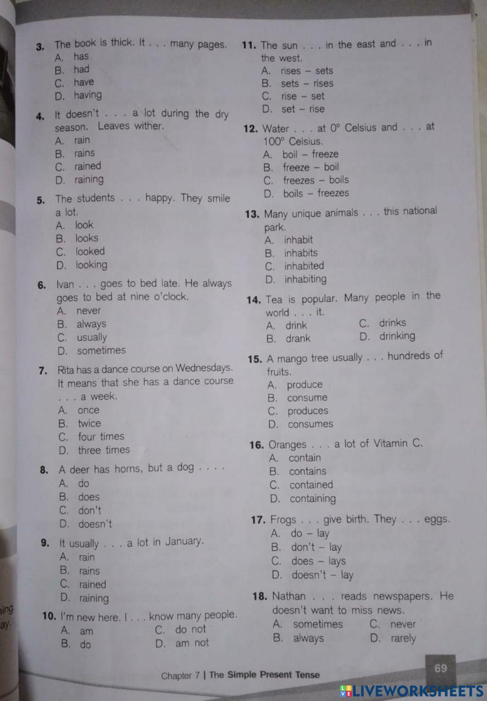 Latihan simple present tense worksheet live worksheets
