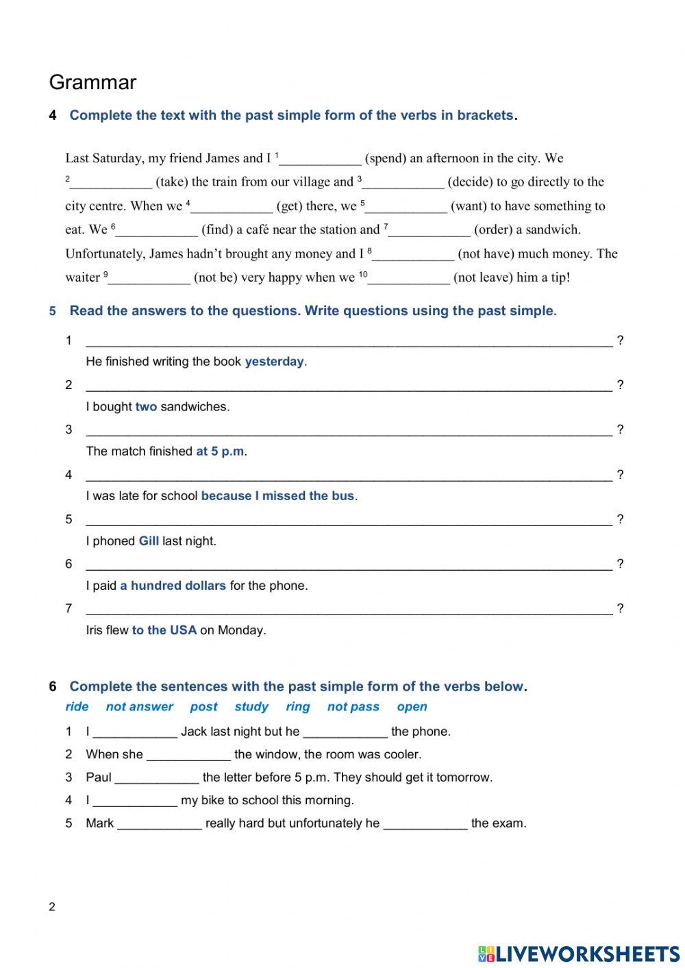 Past Simple Test(Unit 8) Elementary