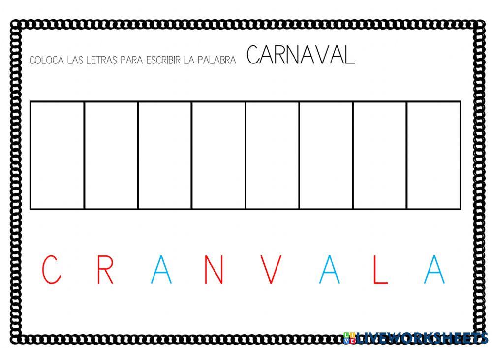 Escribir palabra carnaval