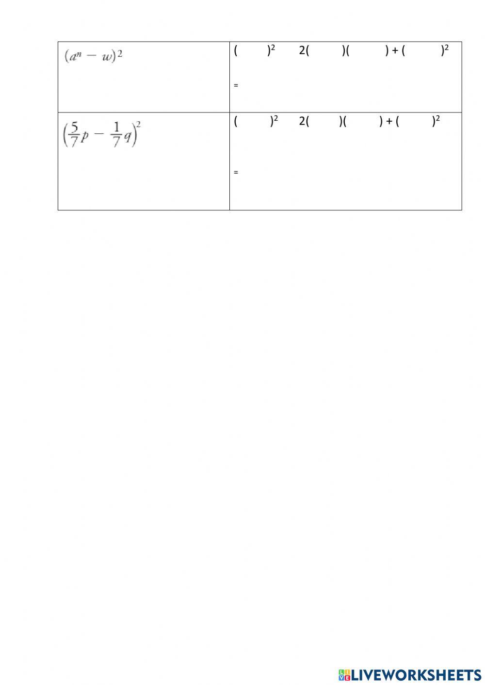 Cuadrado de Binomio 2