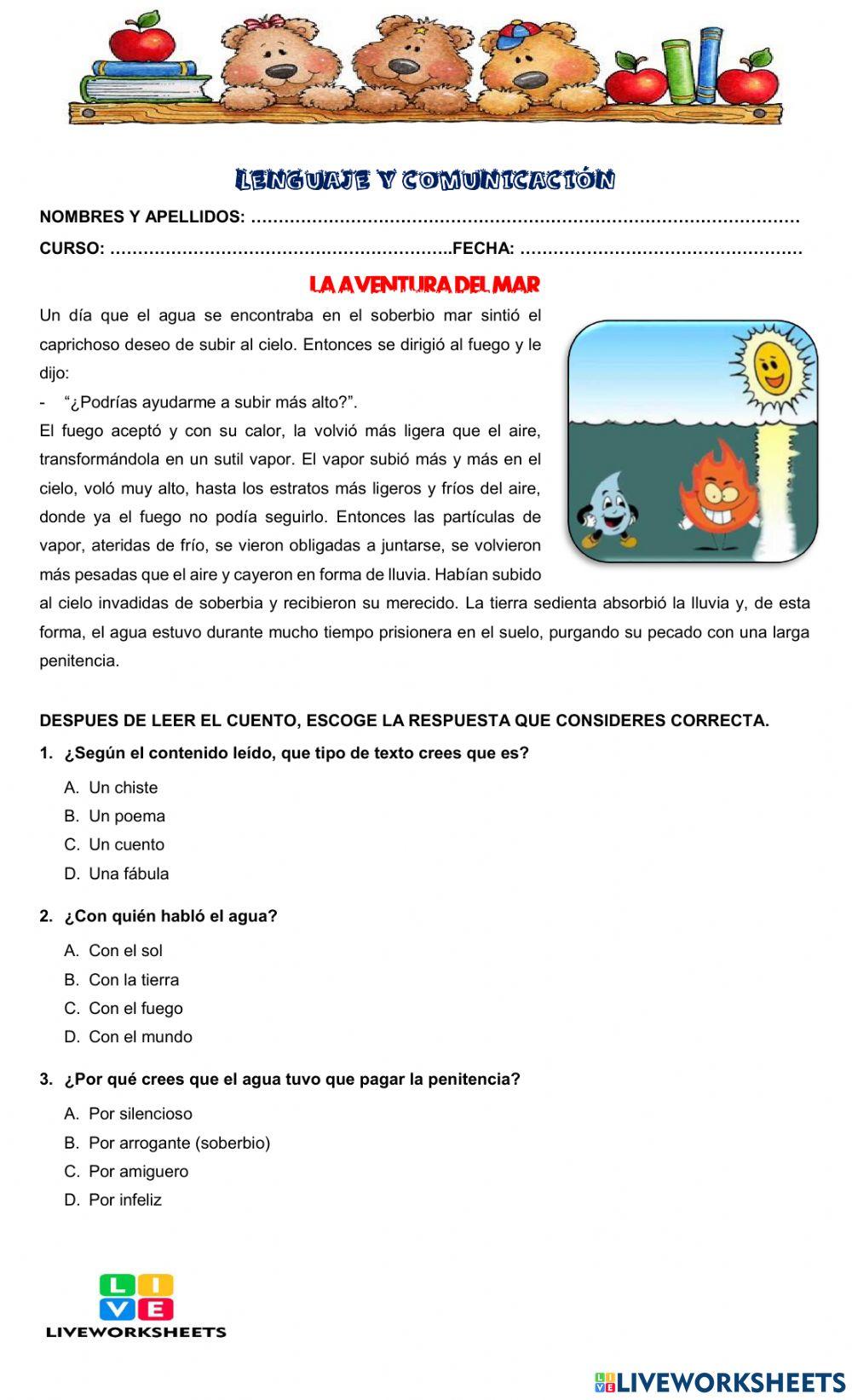 Evaluación diagnóstica Lenguaje Evaluación diagnóstica Lenguaje