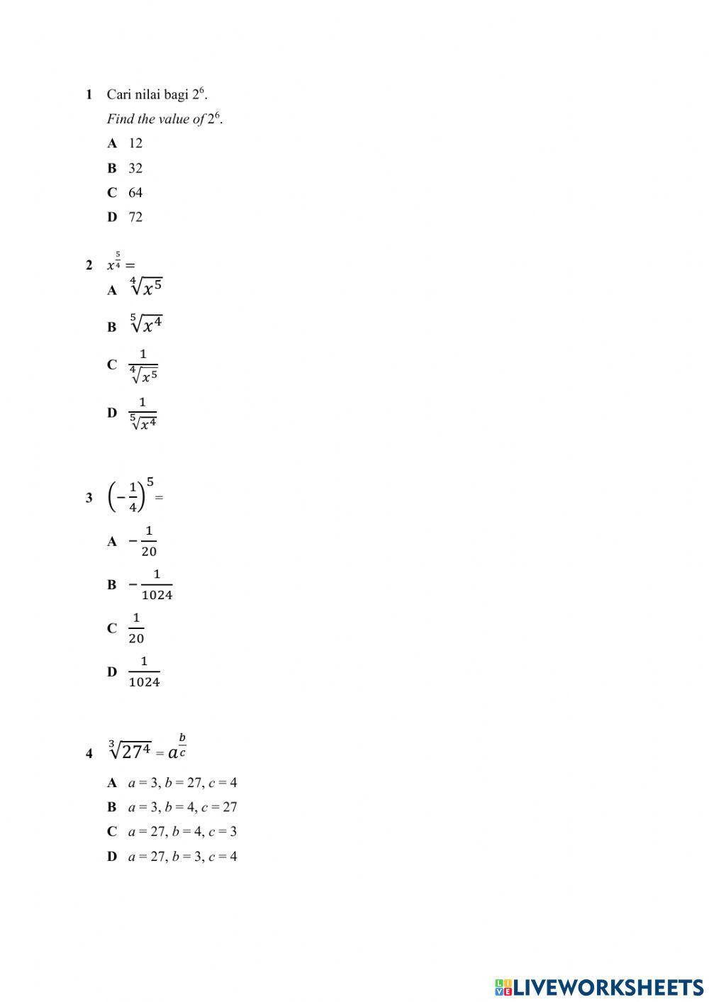 Penilaian Bab Satu : Indeks