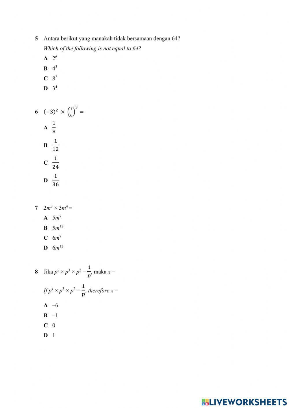 Penilaian Bab Satu : Indeks