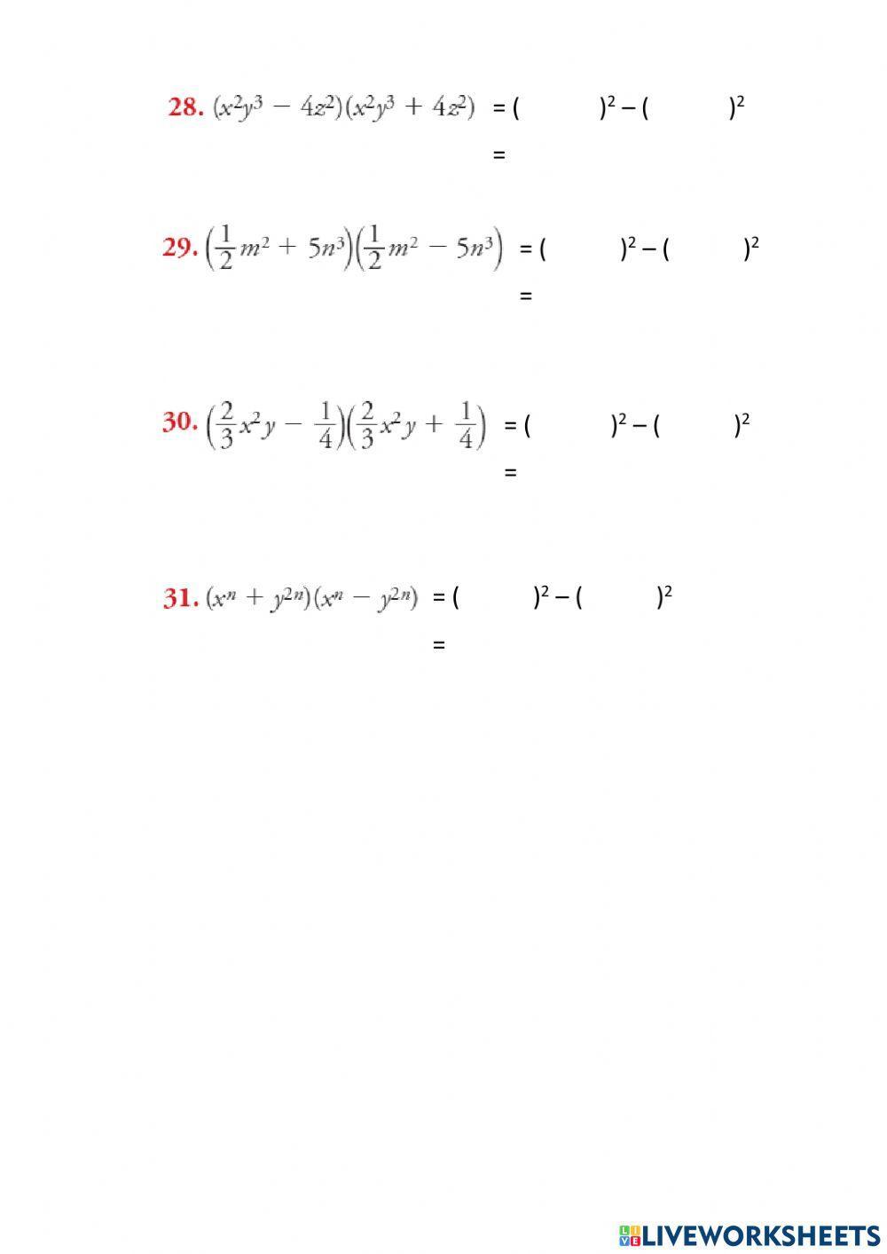 Productos de Binomio Conjugado