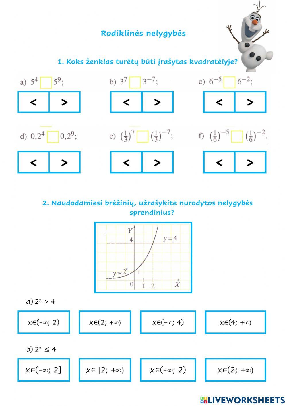Rodiklinės nelygybės