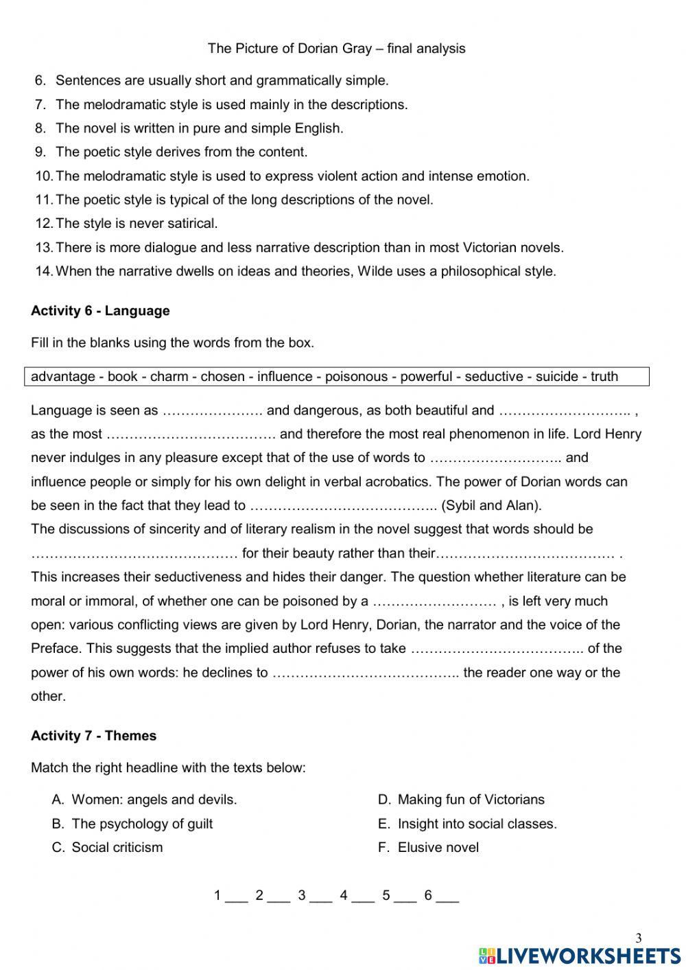 Revision: The Picture of Dorian Grey