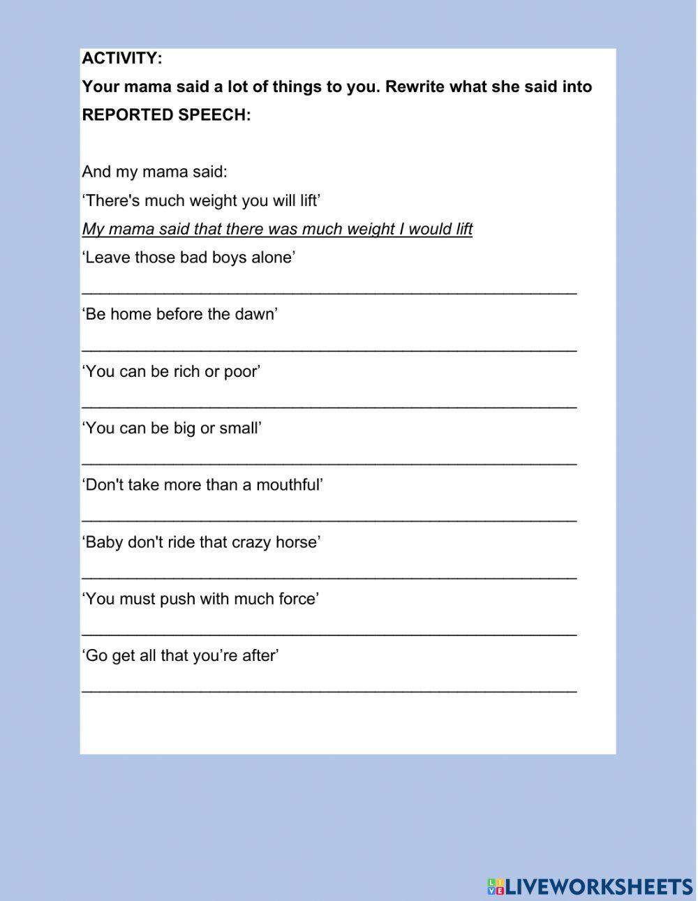 Always on the run - Reported speech