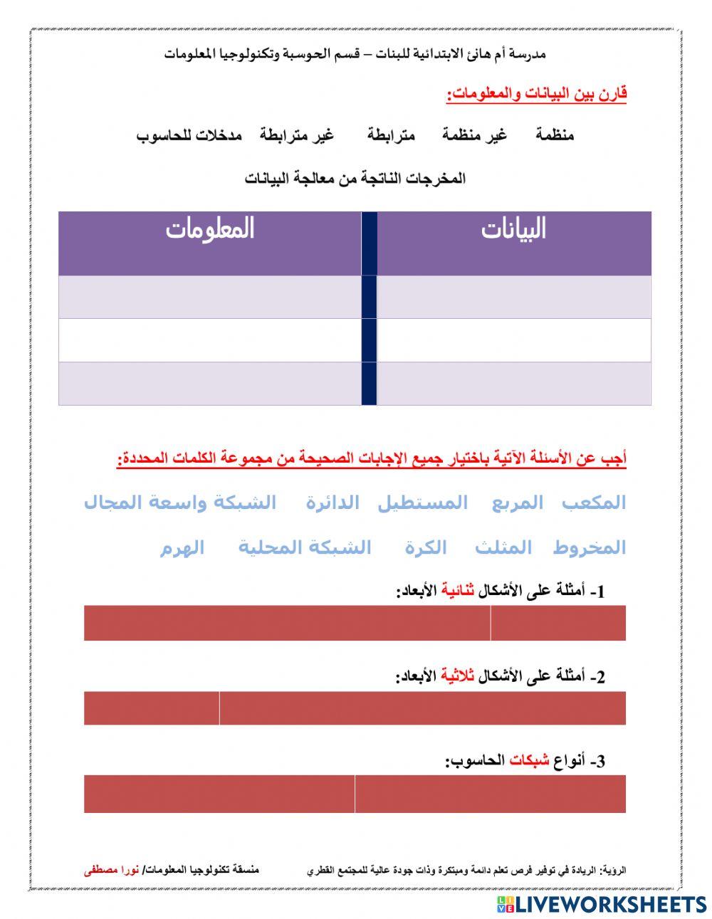 ورقة عمل اثرائية