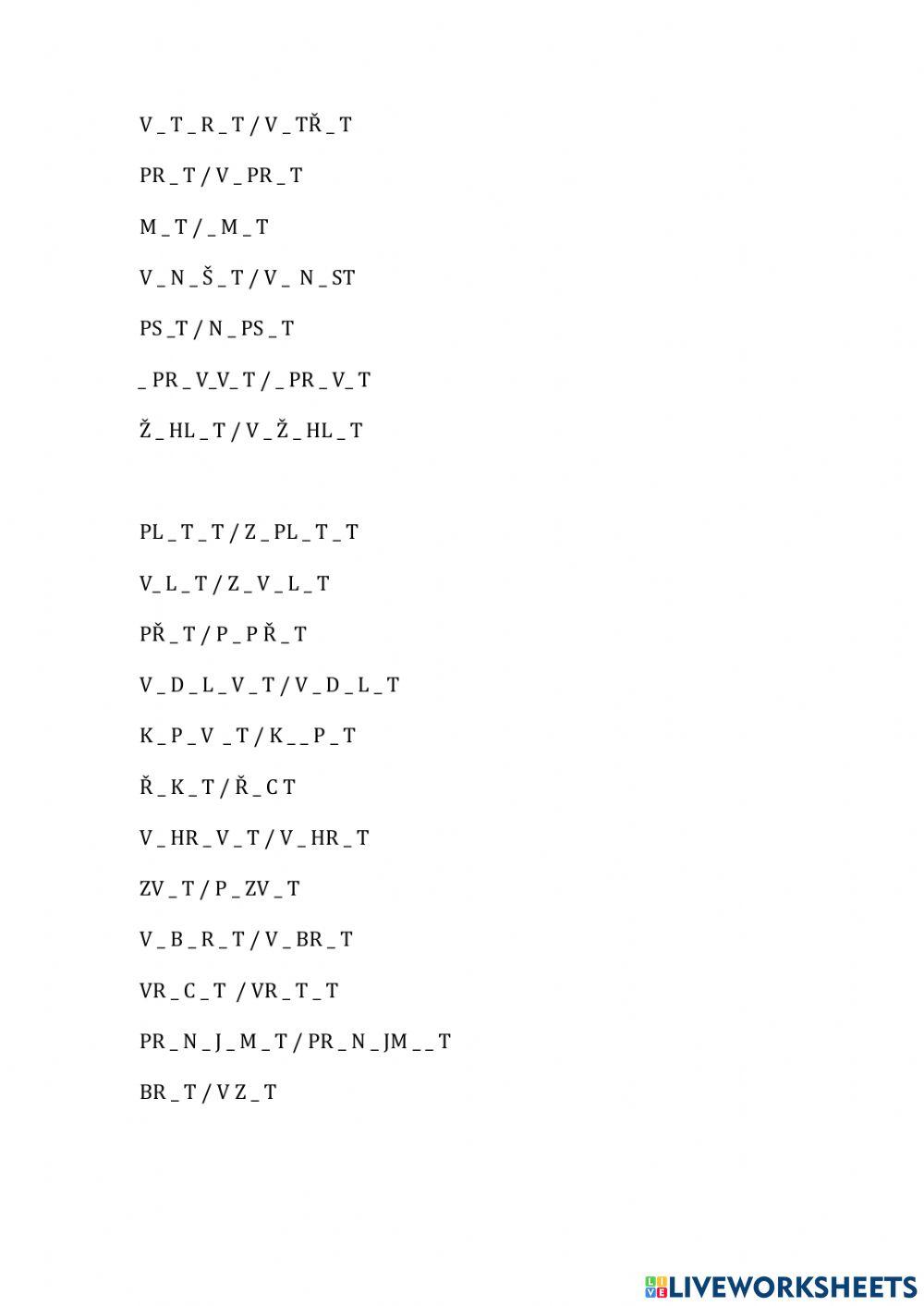 Perfektiva-Imperfektiva - páry