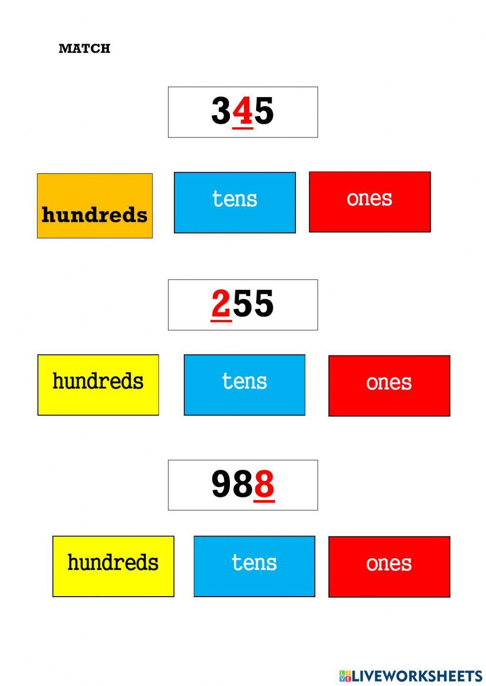 Recognise palce value of the number