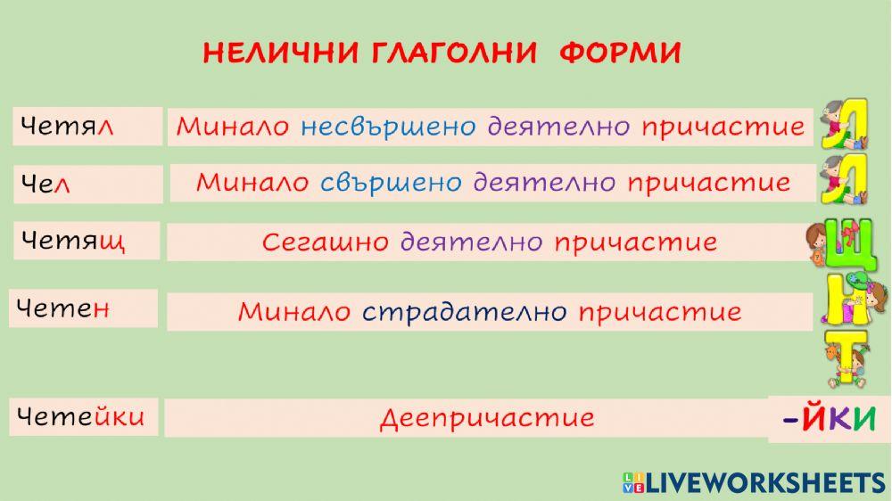Нелични глаголни форми worksheet | Live Worksheets
