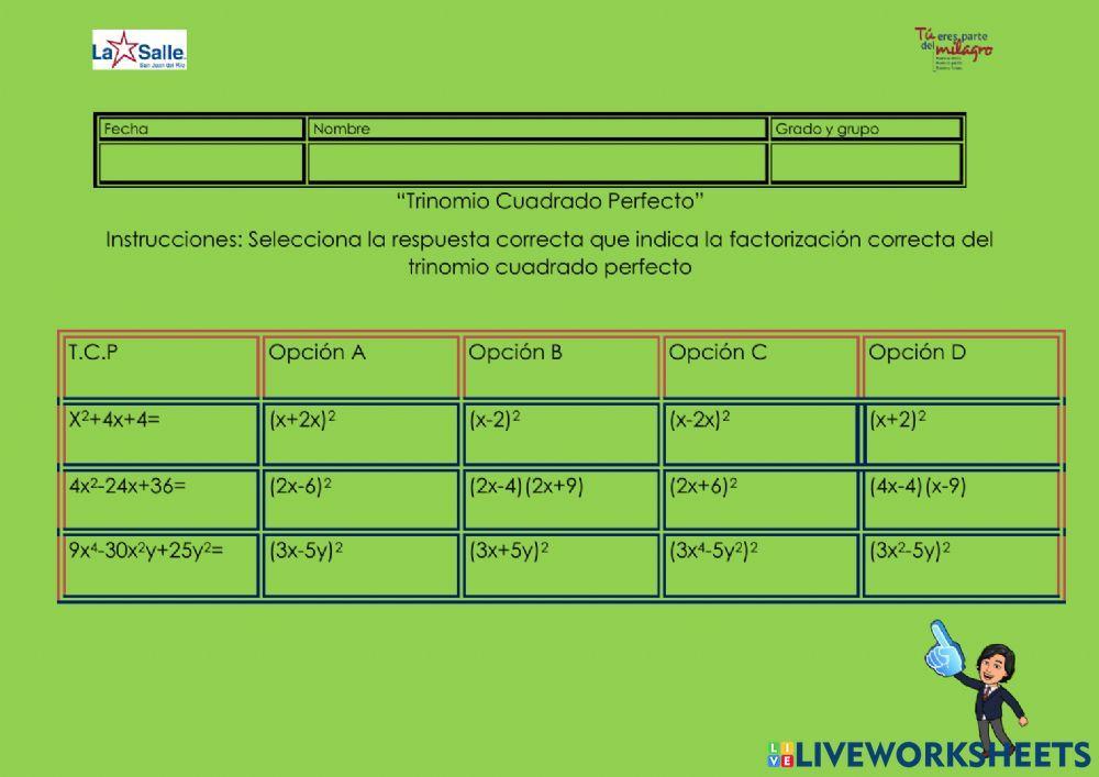 Trinomio Cuadrado Perfecto