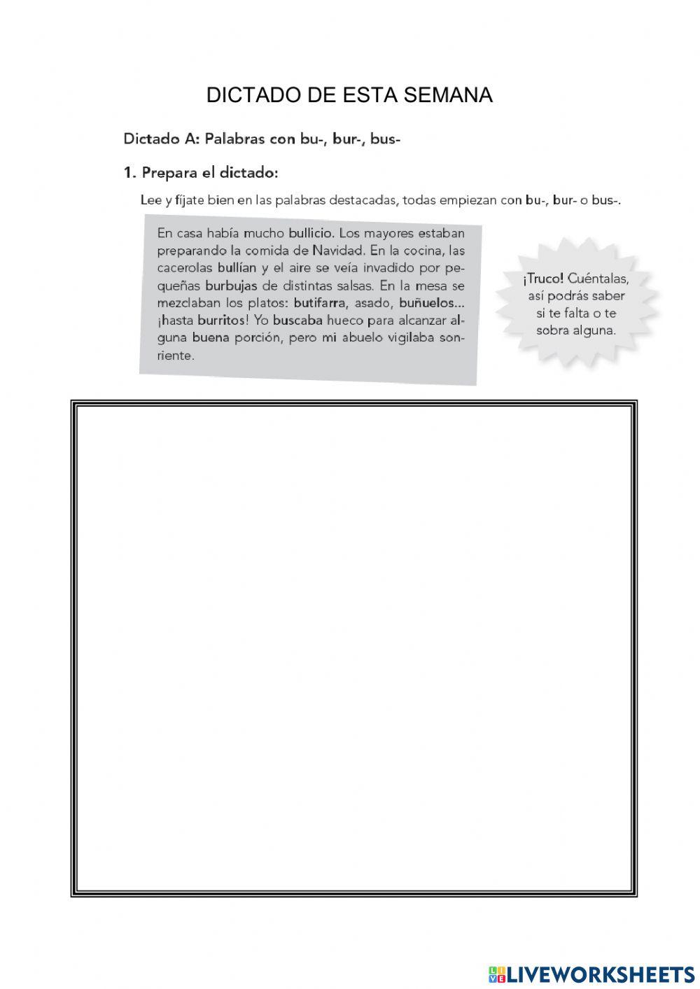 Dictado bur, bus, bu