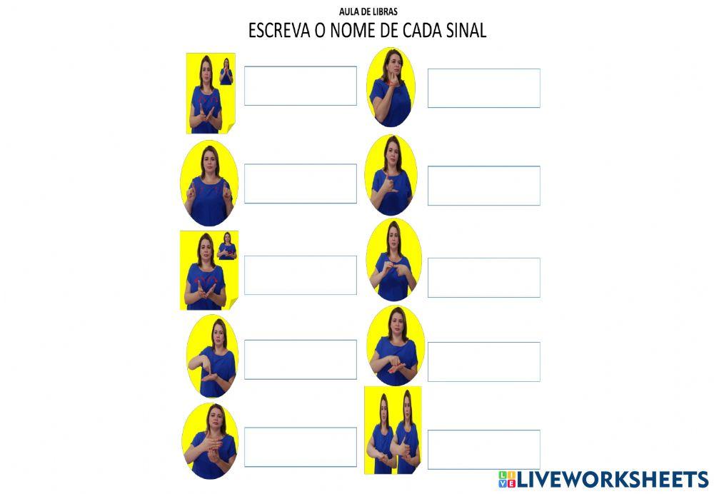 Atividade interativa material escolar em libras