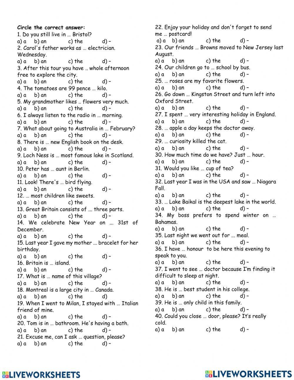 Articles (a-an-the--)