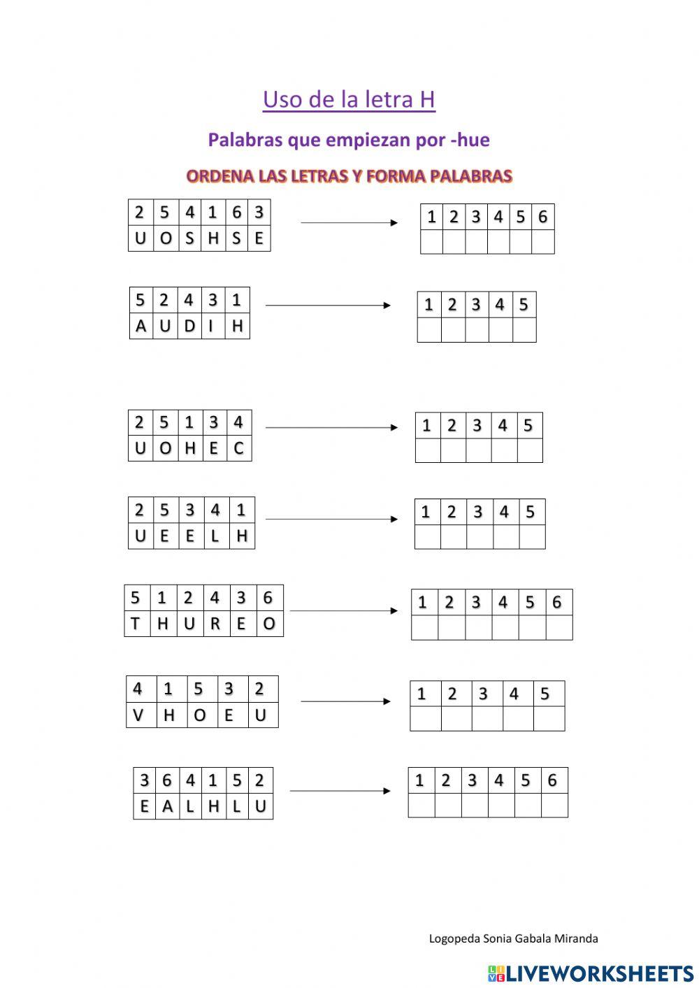 Palabras que empiezan por hue