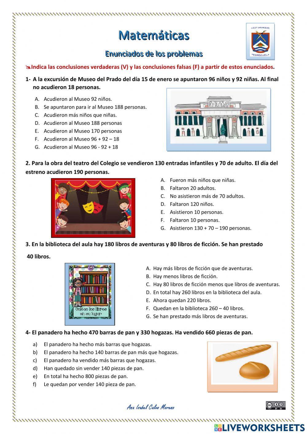 Sacar conclusiones de los enunciados de los problemas