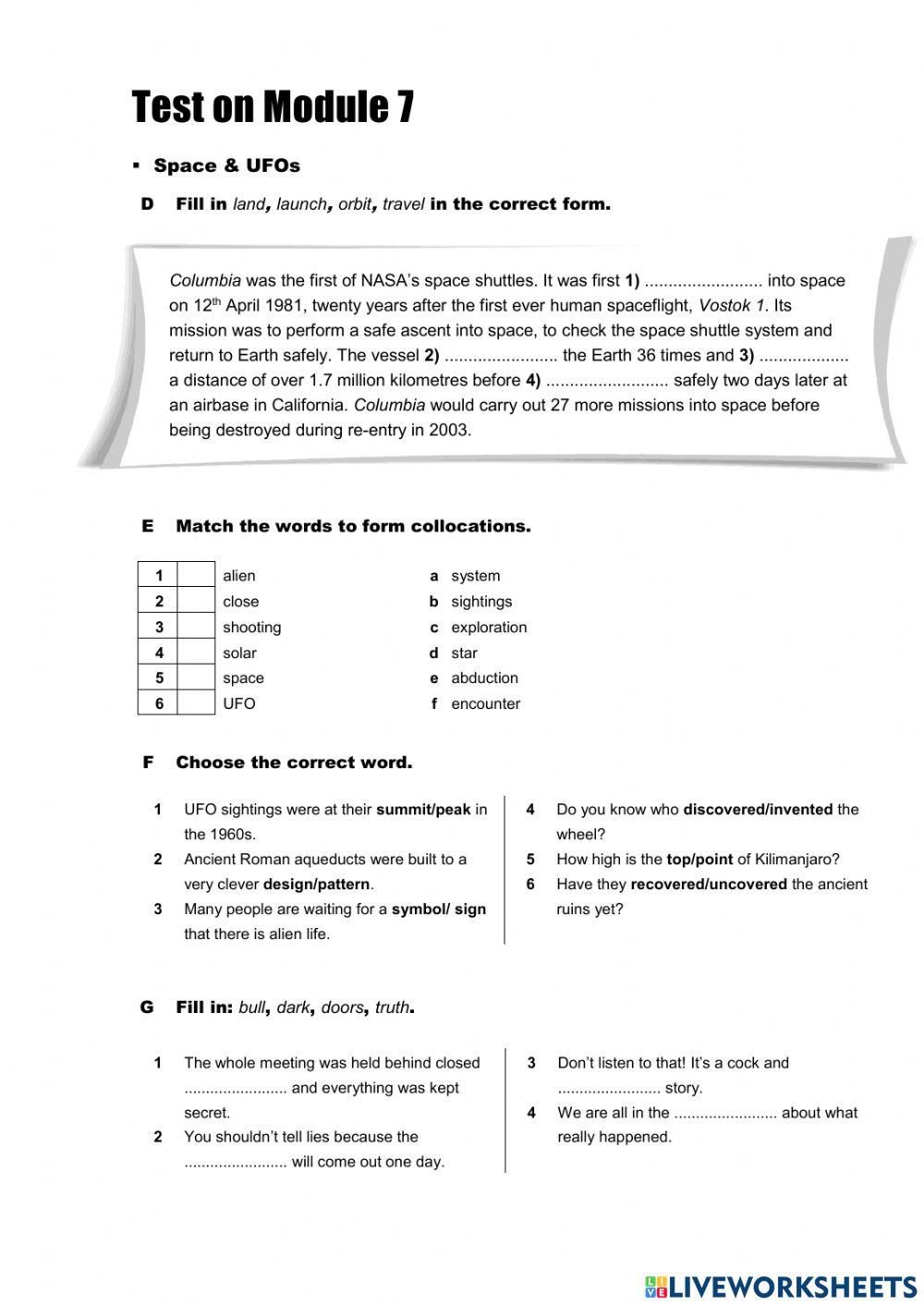 Test on vocabulary Module 7