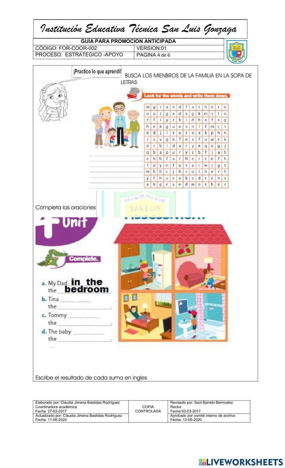 Taller No 1 ingles 2021