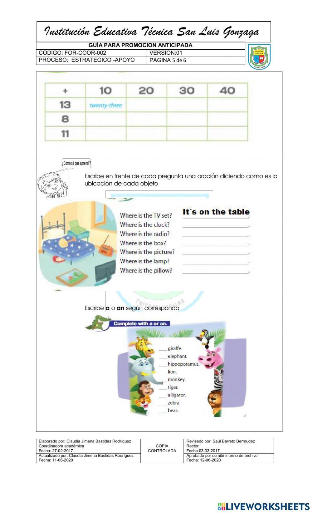 Taller No 1 ingles 2021
