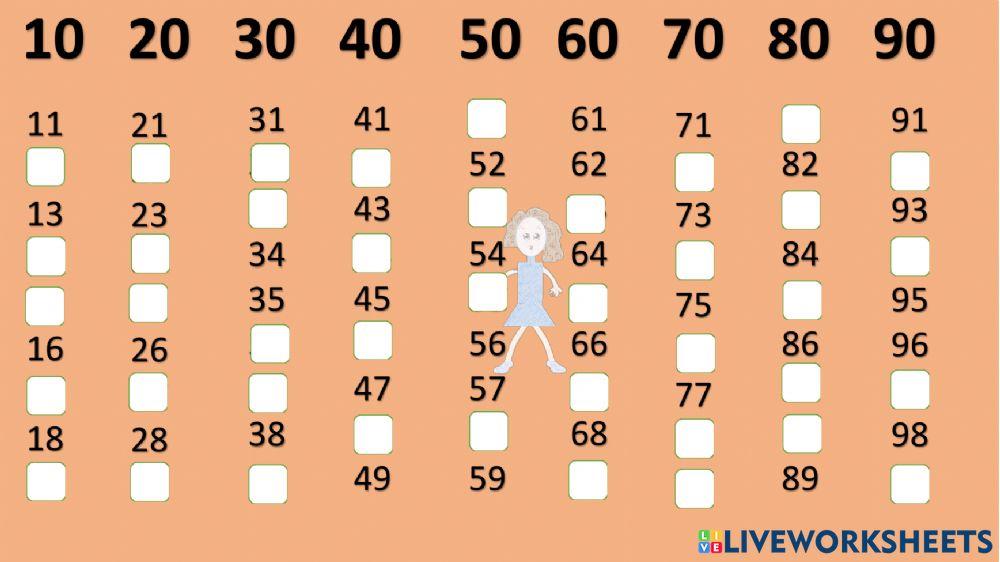 Completa la serie numérica del 1 al 99