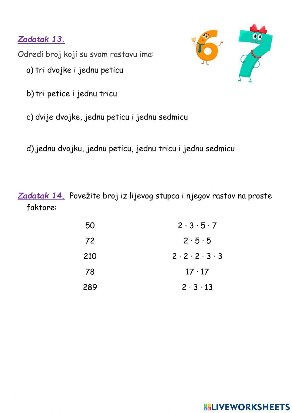 Djeljivost prirodnih brojeva - ponavljanje