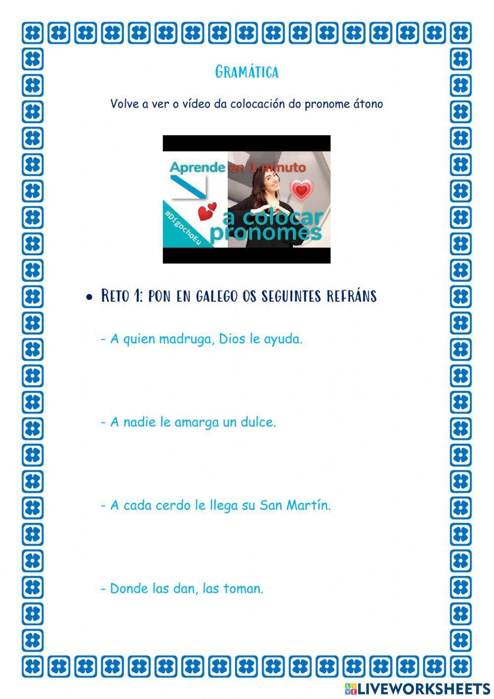 Colocación do pronome átono