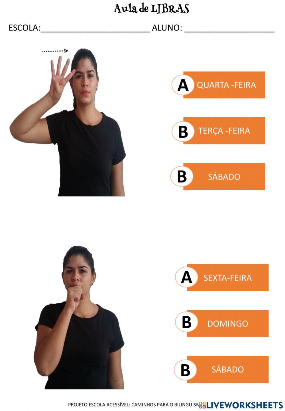 Dias da semana em libras