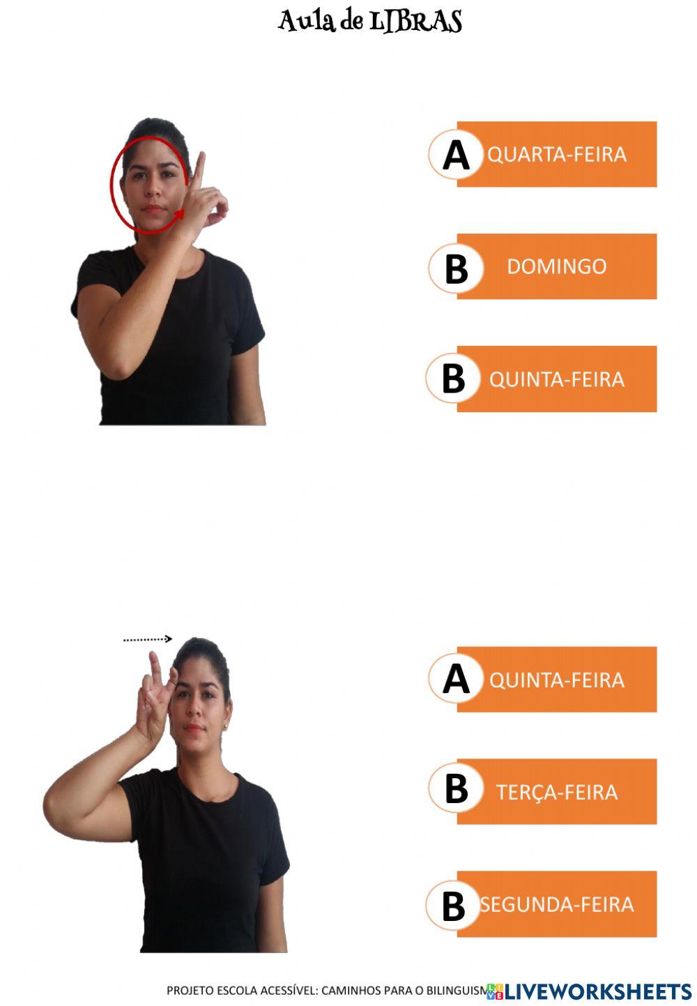 Dias da semana em libras