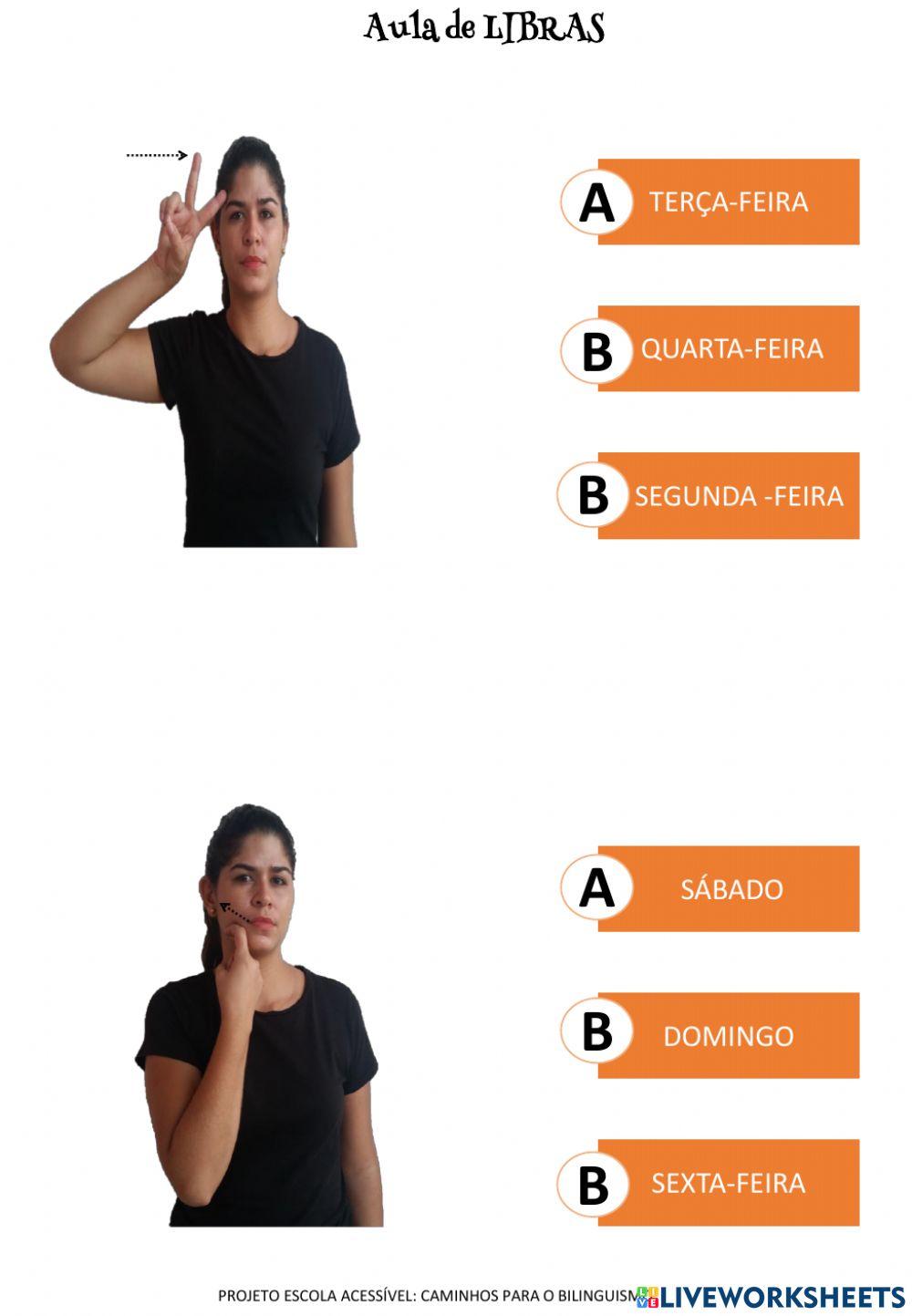 Dias da semana em libras