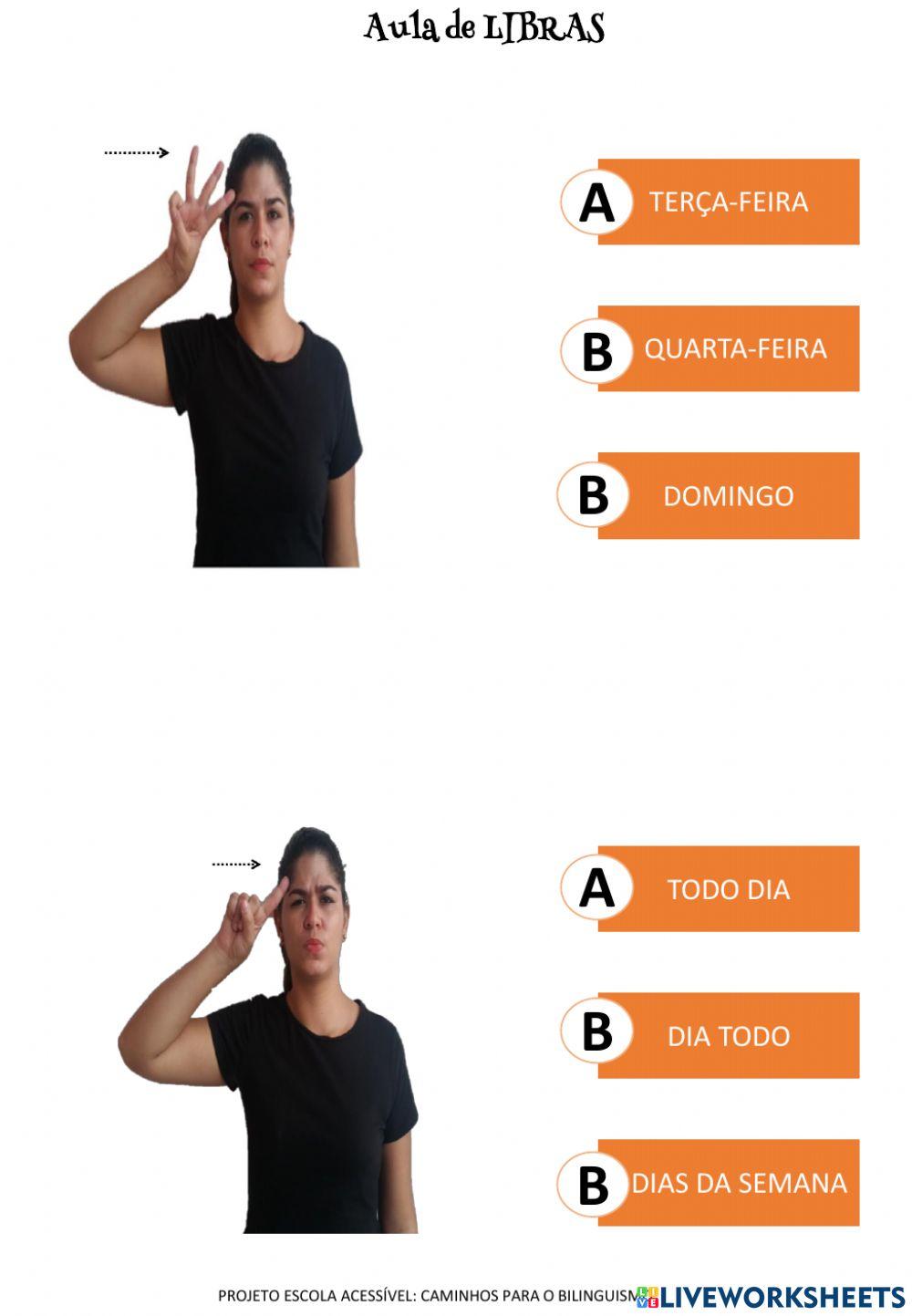 Dias da semana em libras