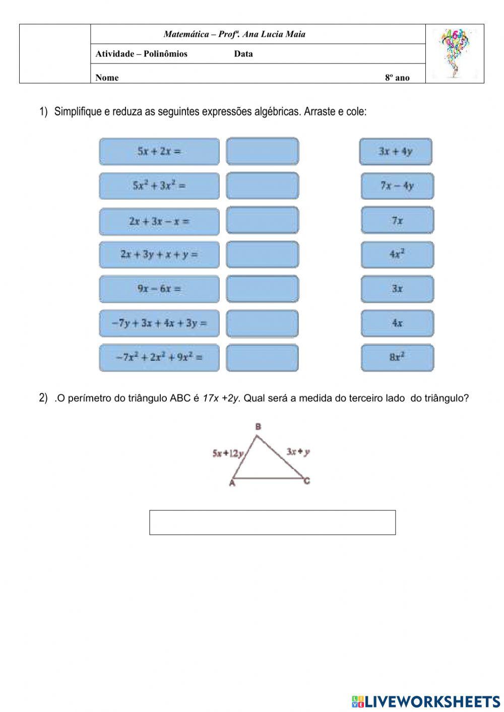 Adição e subtração de Polinômios