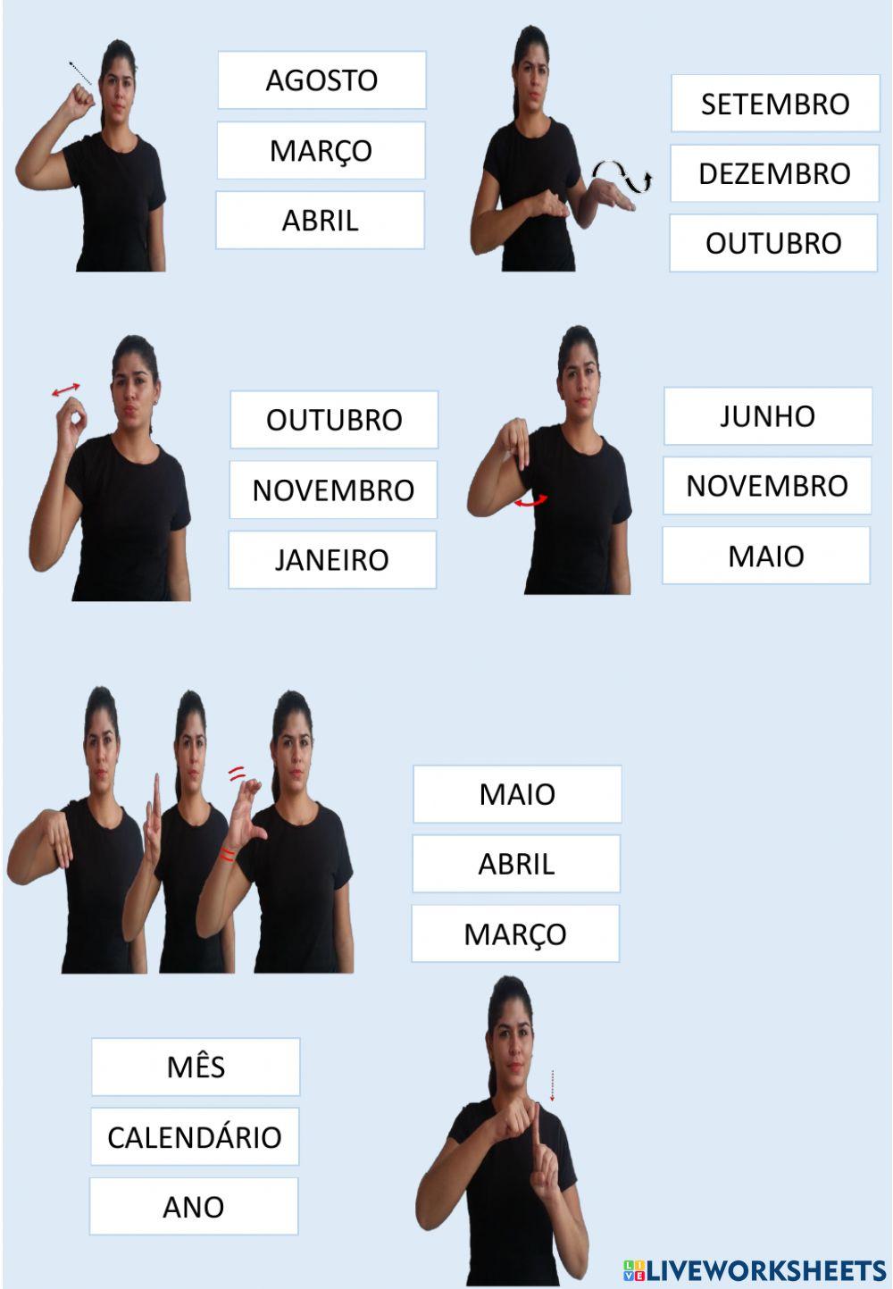Meses do ano em libras