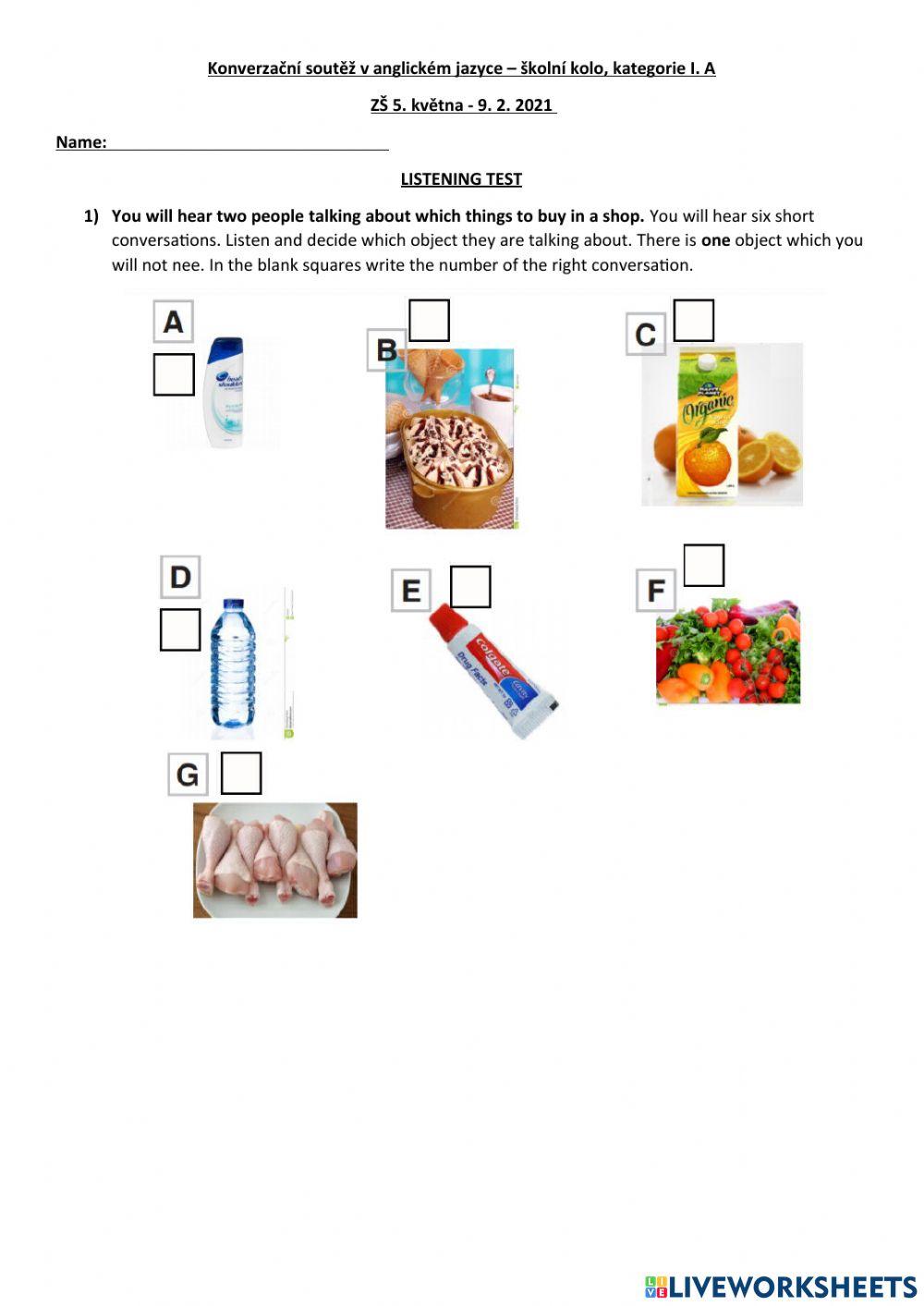 English listening test 1A