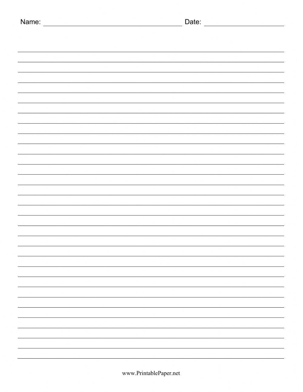 Blank Sheet With Lines for Short Story