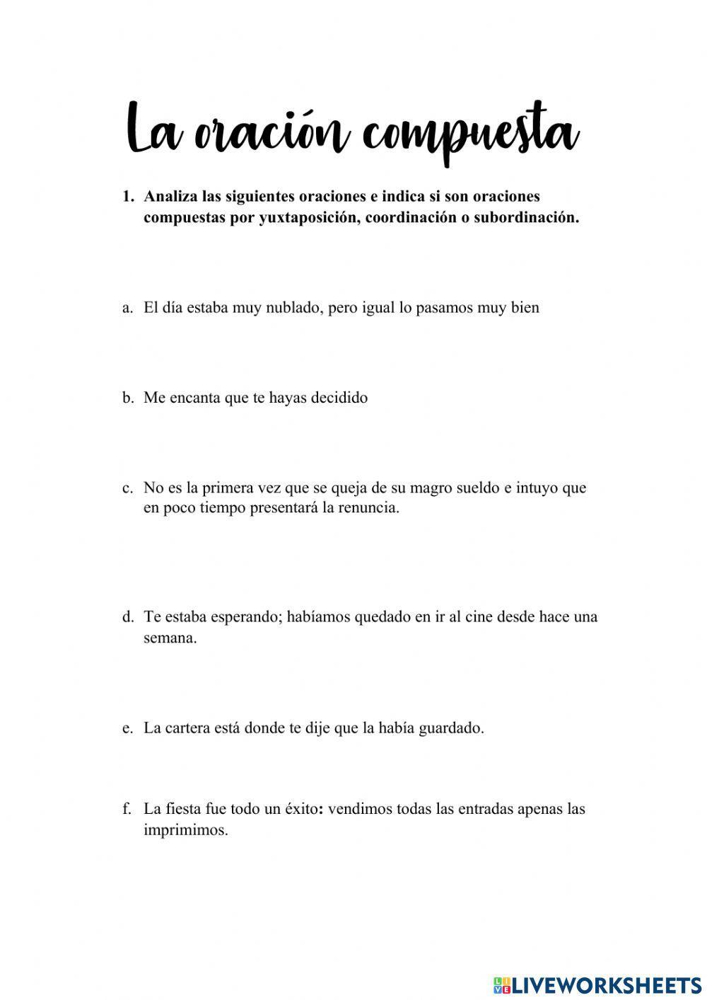 La oración compuesta