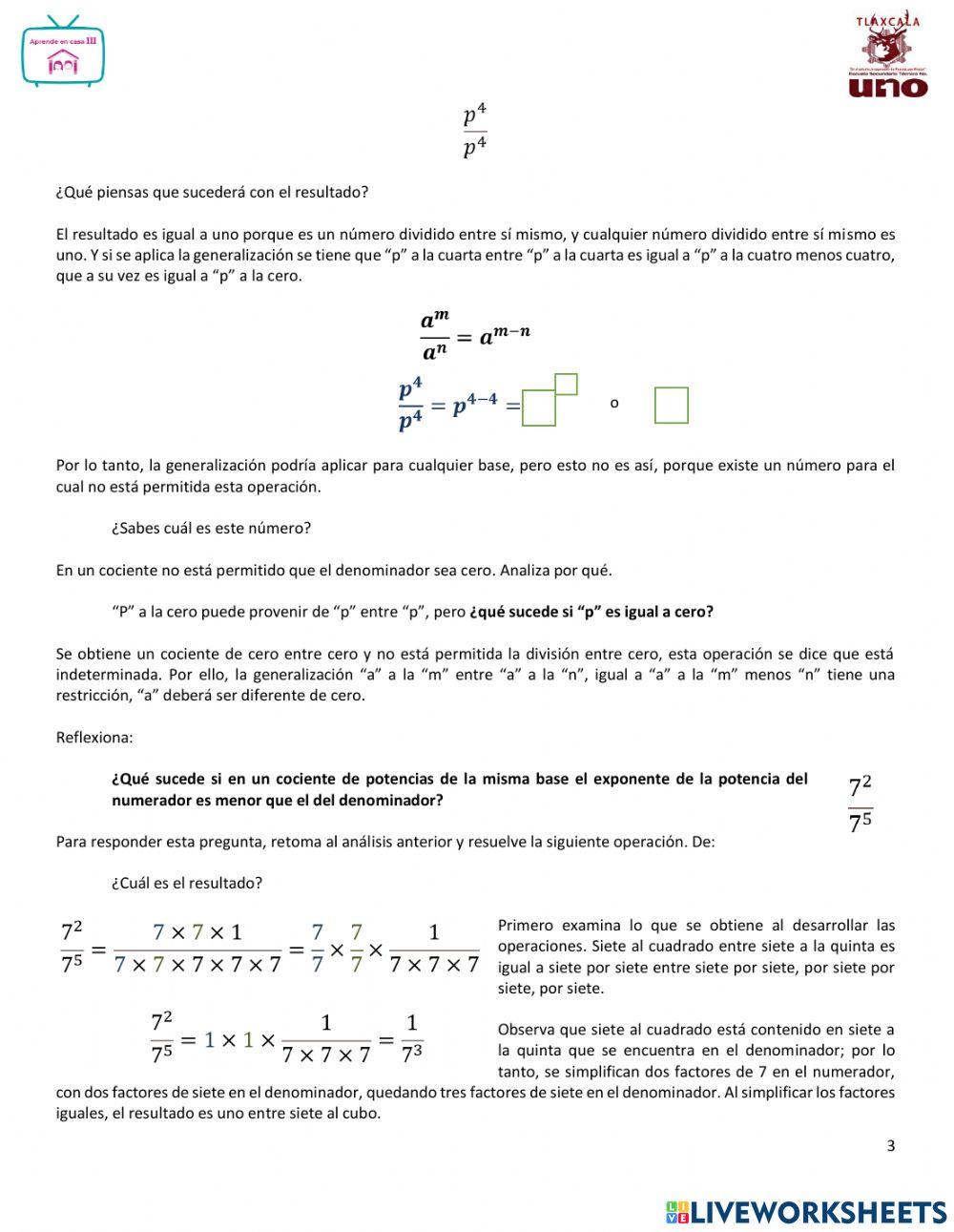 Potencia de un exponente entero negativo