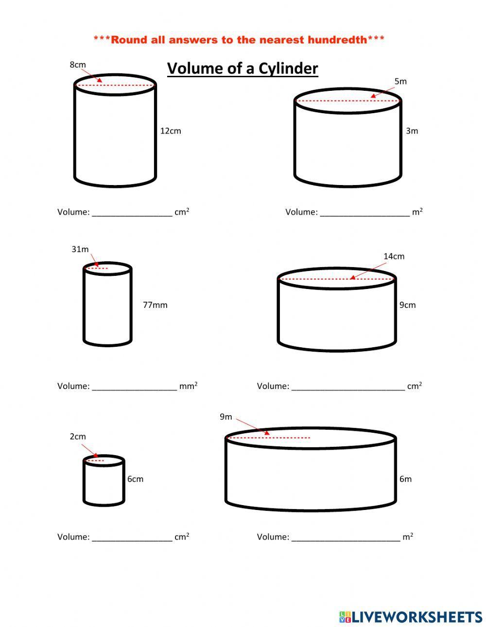 Volume of a cylinder